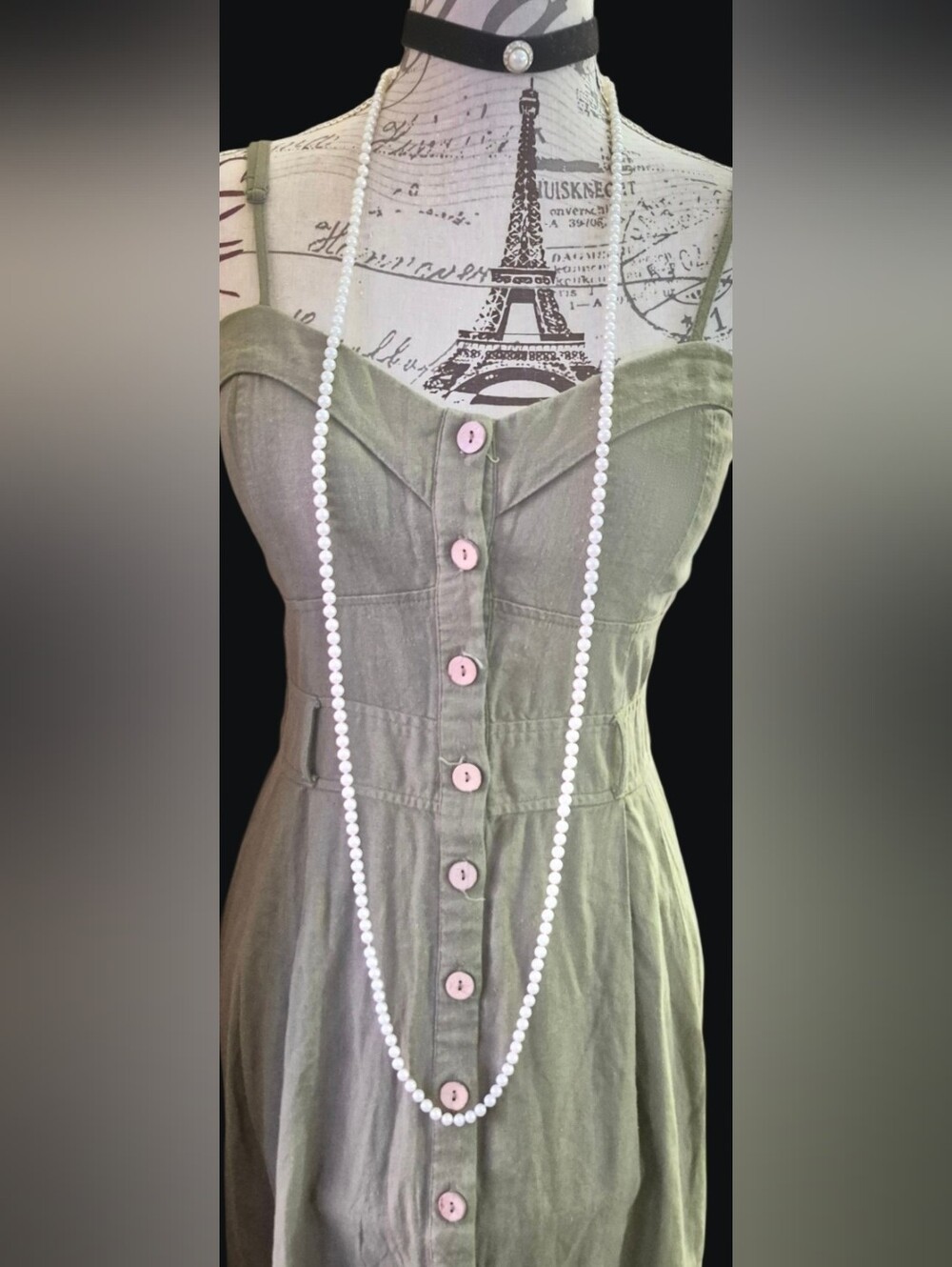 Vtg. Long Faux Pearls Necklace